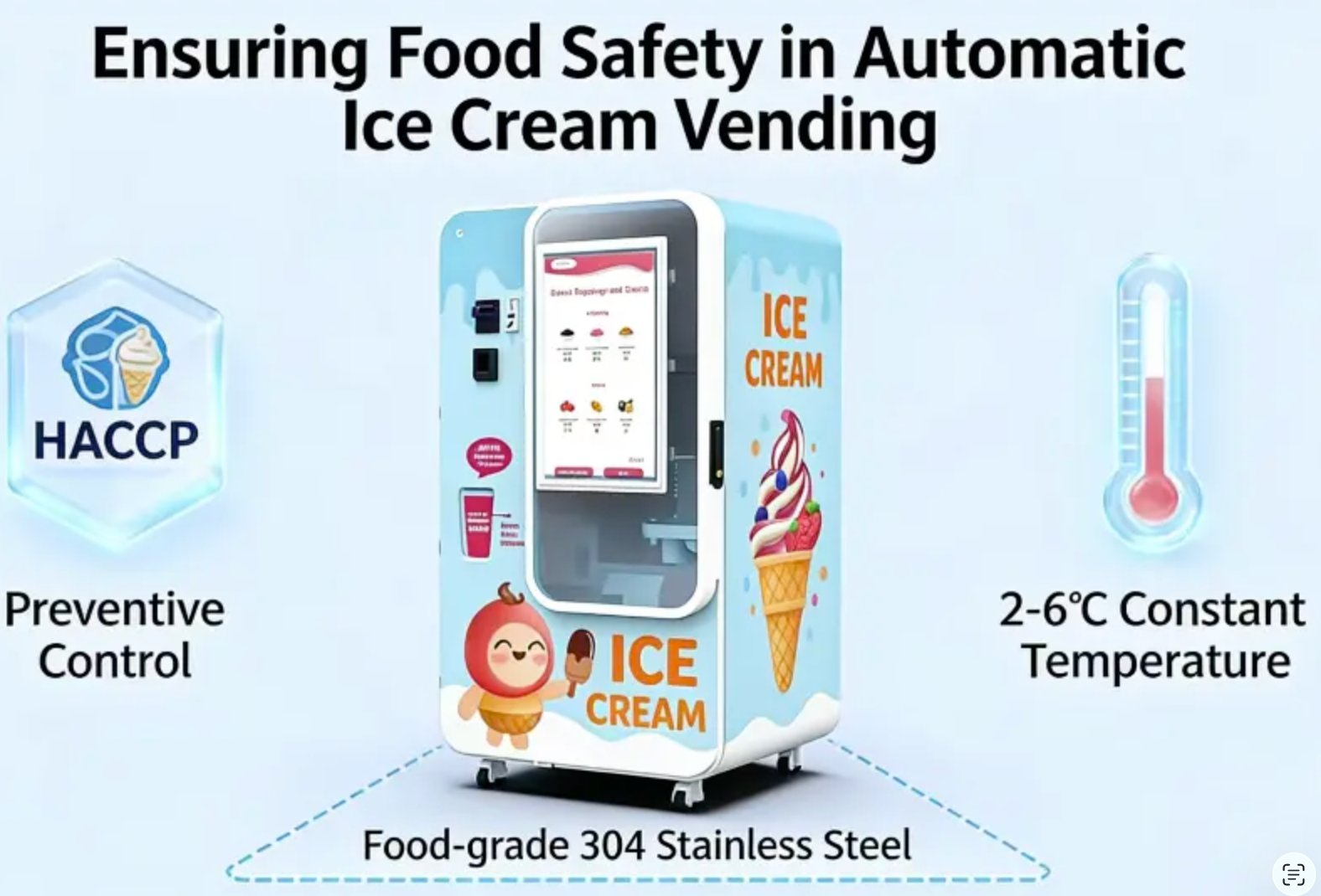 如何確保自動(dòng)冰淇淋售賣(mài)機(jī)食品安全的完整指南