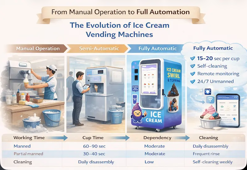 從人工操作到全自動(dòng)化：冰淇淋自動(dòng)售賣(mài)機(jī)的演變歷程